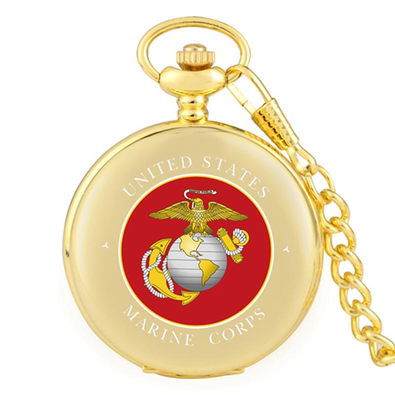 Men's Marines Pocket Watch USMC Military Gift Retirement Pocket