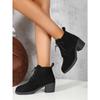 Fall New Style Chunky Size-large British Style Marten Boots for Women with Round Toe and Suede Mid-heel Short Boots