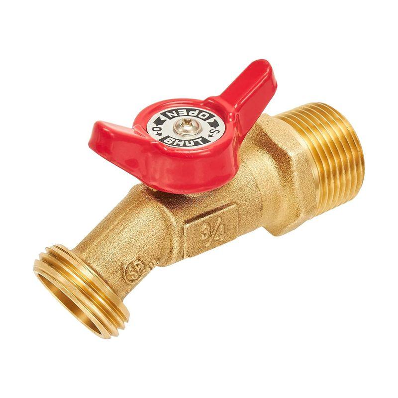 AEE4-Outdoor Garden Hose Faucet Ball Valve Hose Bibb Shut Off Valve 3/4Inch Male NPT X 3/4Inch Male GHT Threaded Spigot