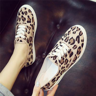 Leopard Print Canvas Shoes for Women New Korean Version Versatile Student Sports Shoes Harajuku Flat Shoes for Women