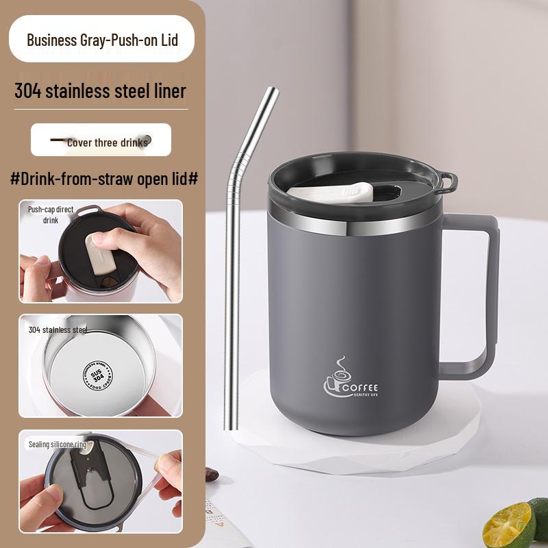 Drop-Proof 304 Stainless Steel Mug with Lid for Home, Office, or Dorm Use