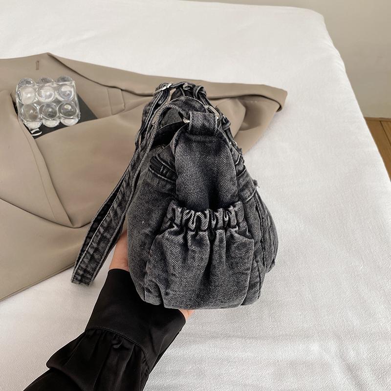 Large Capacity Denim Bag Women's Multi-Pocket Shoulder Crossbody Bag