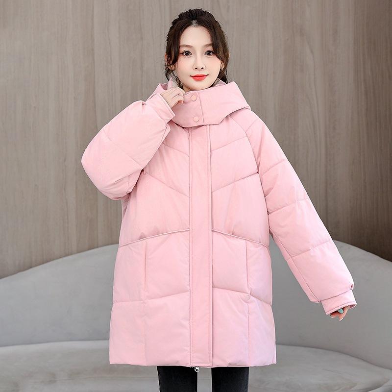 New hooded down cotton-padded clothing women's autumn and winter thickened warm bread clothing medium and long cotton-padded jacket winter jacket