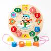 Children's Wooden Clock Puzzle Toys Cognitive Numbers Clock Educational Early Learning Threading Assembly Toys for Kids