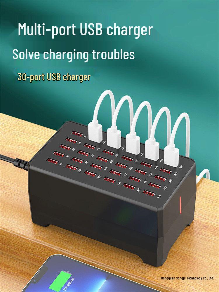 High-Power USB Multi-Port Charging Station - Desktop Mobile Charger & Power Strip