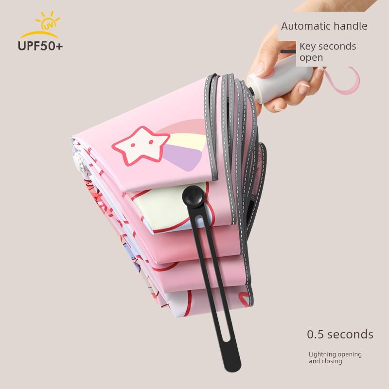 Children's Safety Umbrella, Non-Rebound, Specially Designed for Female Elementary School Students, with Rounded Corners, Dual-Use for Sun and Rain