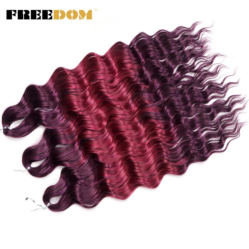 FREEDOM Synthetic Braiding Hair Extensions Natural Curly Wavy 24inch Water Wave Braid Hair Ombre Blonde Brown Twist Crochet Hair