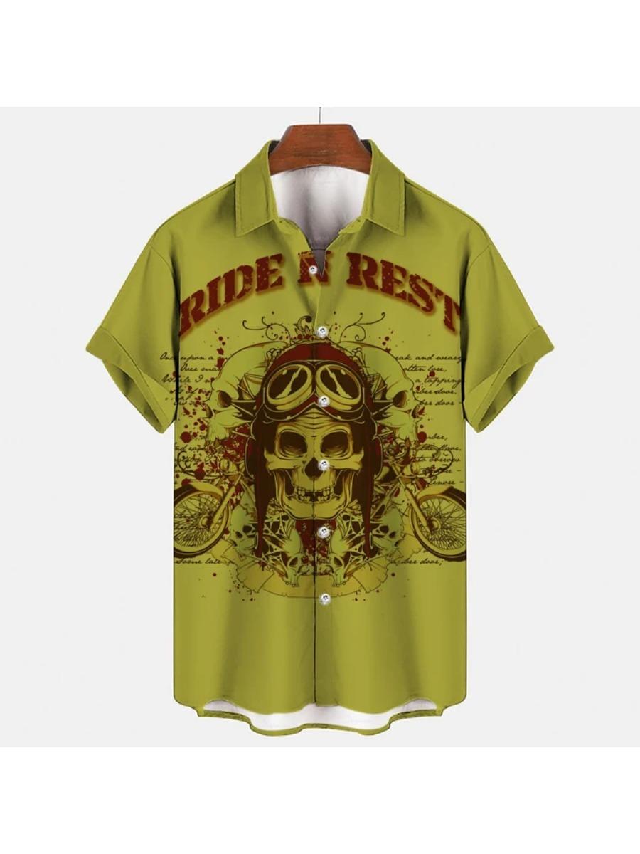 

Мужские рубашки Винтаж Ужас Череп Рокер 3D Принт Готика Рокабилли Гавайская Рубашка Короткий Рукав Топ 5XL