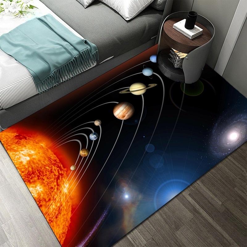3D Solar System Children's Room Carpet Space Planet Carpet Children's Bedroom Anti-slip Mat Home Decoration Play Crawling Mat