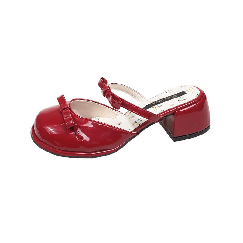 

Popular pink fairy style high-heeled slippers women s summer wear 2025 new models with skirts versatile height-enhancing cool slippers 40