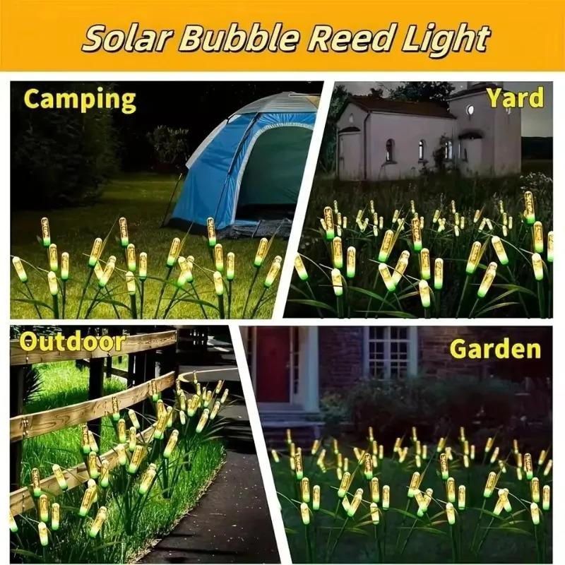 Solar LED Glowing Bubbles Cylindrical Reed Lights IP65 Waterproof Swaying Firefly Lights for Outdoor Garden Courtyard Patio Lawn Path Landscape Decor