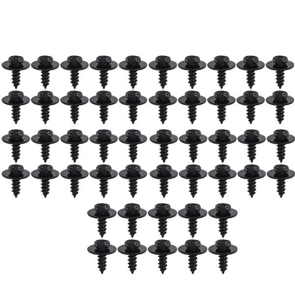 Black Car Bumper Fender Fastener Clip Hex Head Self Tapping Screws Universal Auto Fender Splash Seal Guards Rivet Clip Screws