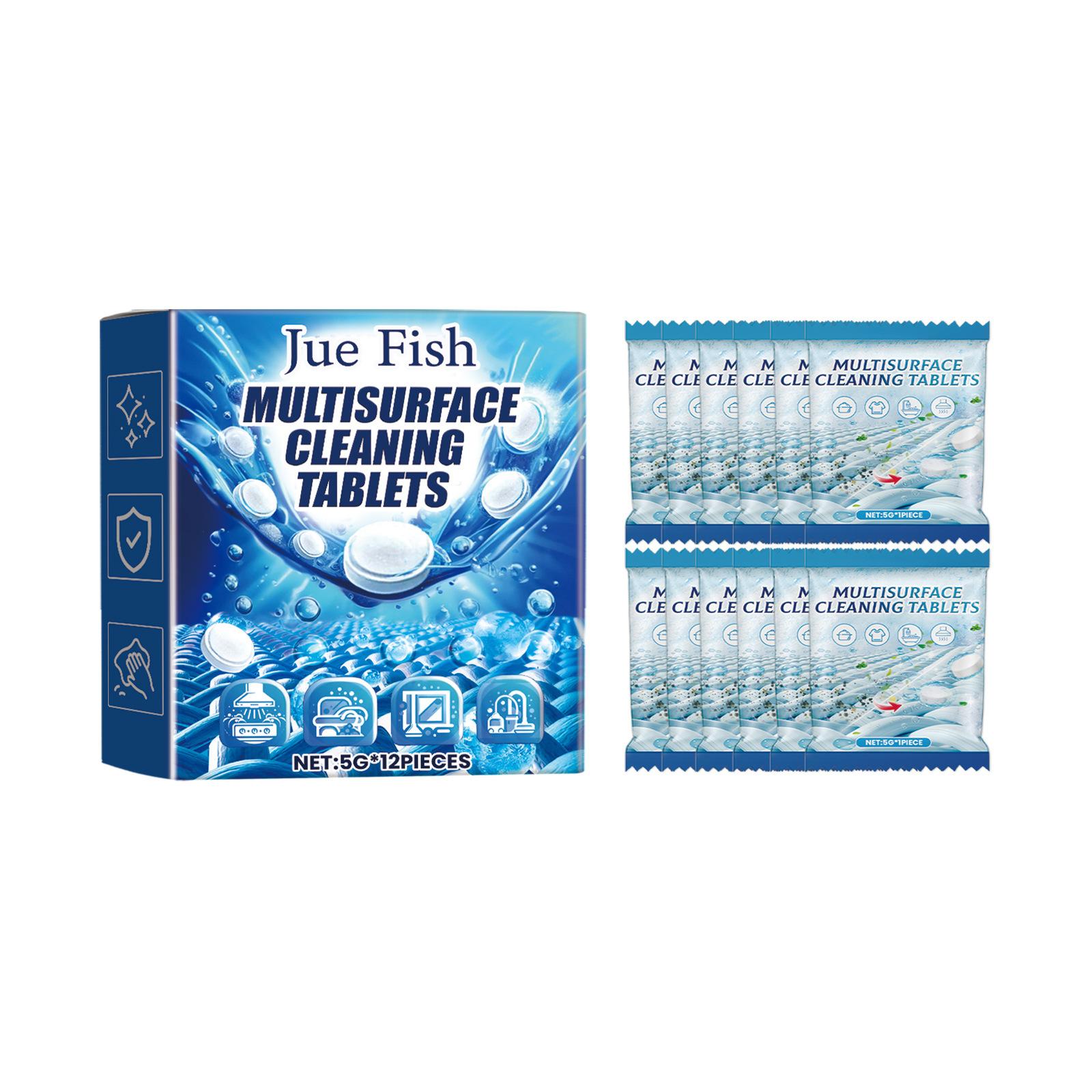 

JUE FISH Таблетки для удаления пятен с различных поверхностей Пена для удаления пятен с кухни, прочная пена для удаления жира и пятен 12PCS
