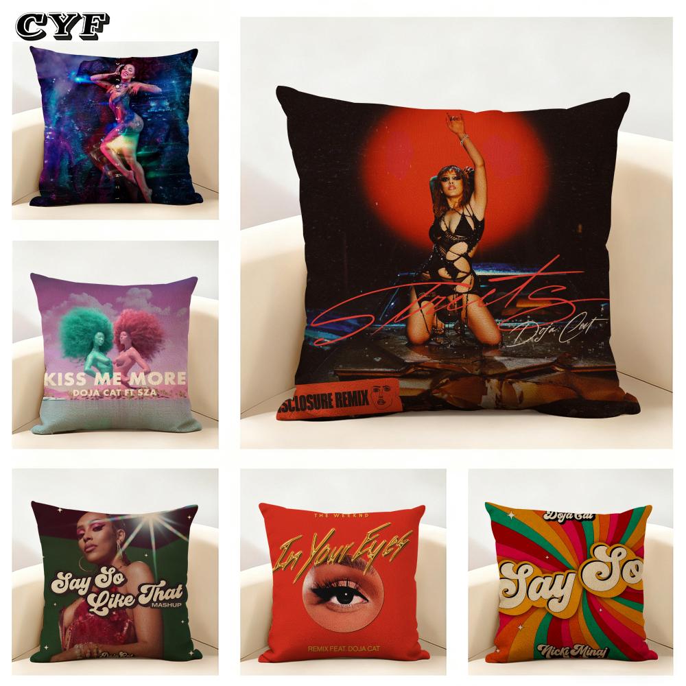 Doja Cat Album Cushion Cover Household Decoration Linen Sofa Cushion Cover: Skin-Friendly & Breathable with Invisible Zipper
