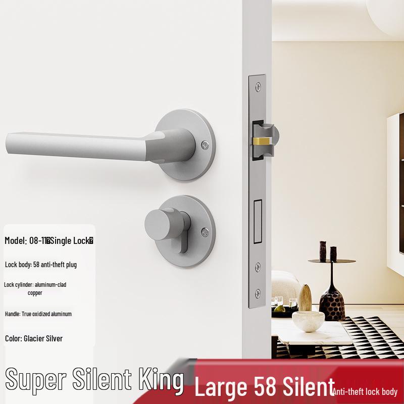 Magnetic Silent Black Wooden Bedroom Door Handle Lock
