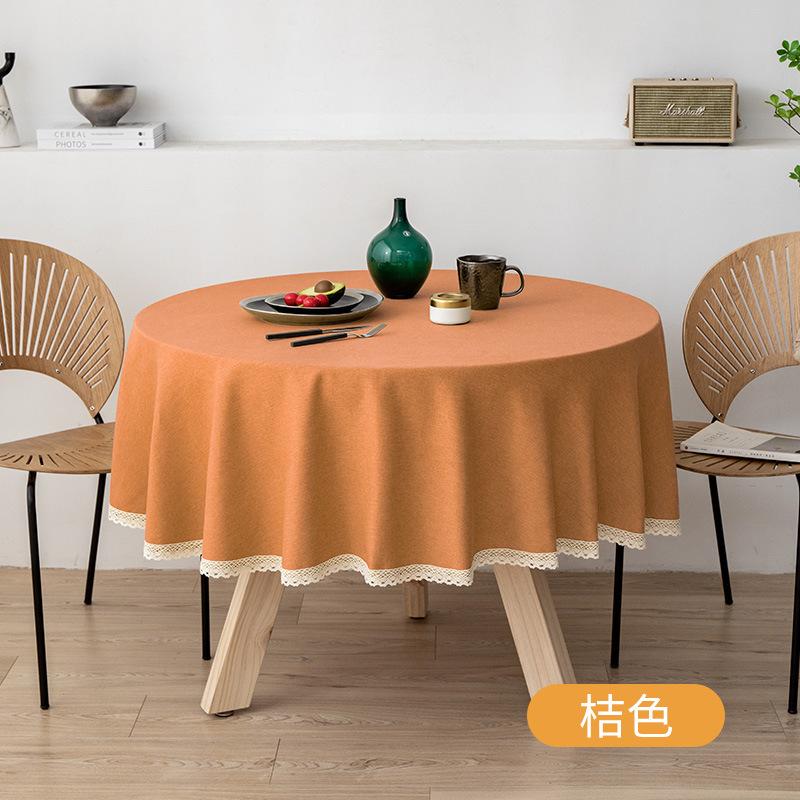 Large Round Tablecloth Solid Color Cotton Linen Waterproof Antifouling Dining Household Table Cloth Hotel Homestay Tablecloths