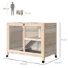 Small Animal Hutch with 2 Levels, 4 Wheels, Sealed Fir Wood, Natural