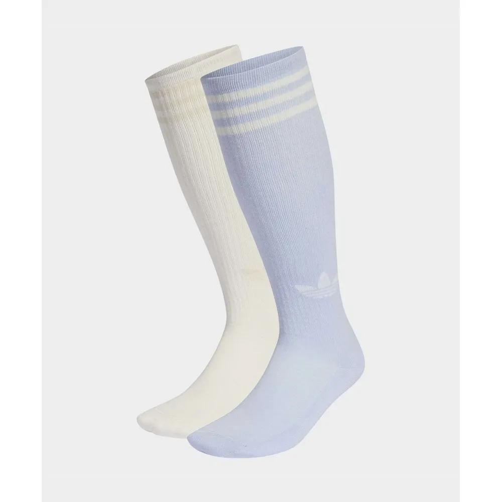 adidas 3-Stripe Knee Socks 2P - White: Clear Sky KD8259 6192206