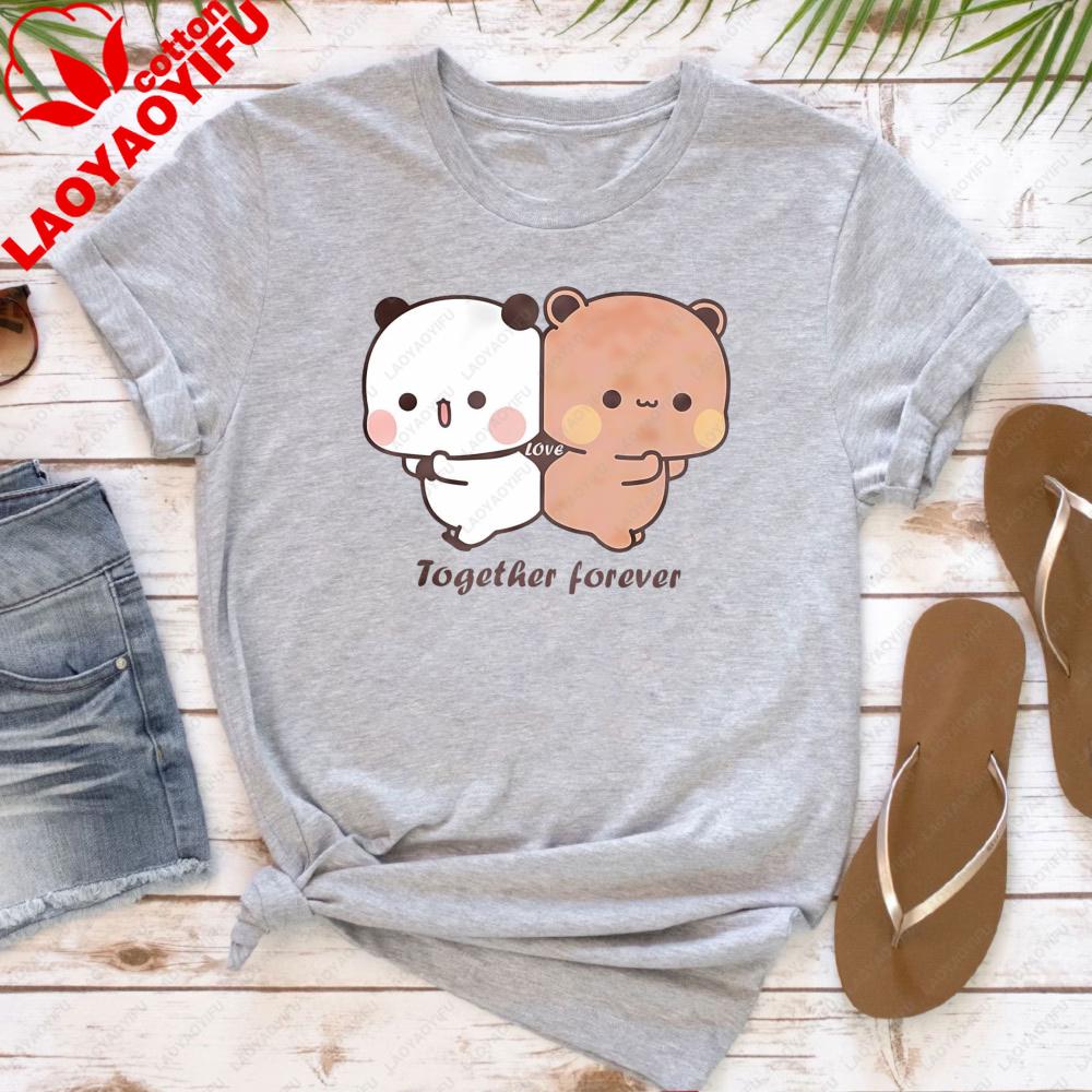 Kawaii Bubu Dudu Bear Together Forever Tshirt Valentines Days Funny Gift Unisex TShirt Cute Graphic Printed Shirt Unisex Unisex Top