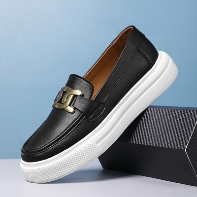 Mocasini originali din piele pentru bărbați, negri, cu platformă la modă, pantofi casual cu slip-on, femei, la modă, comozi, respirabili, mocasini de designer pentru bărbați