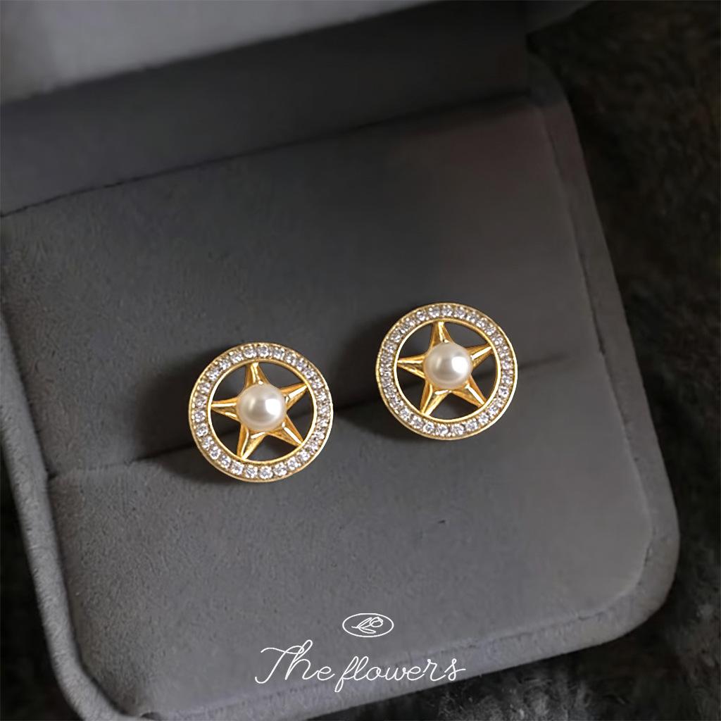 Bright eyes original needle-plated micro-inlaid zircon round geometric new earrings stud earrings