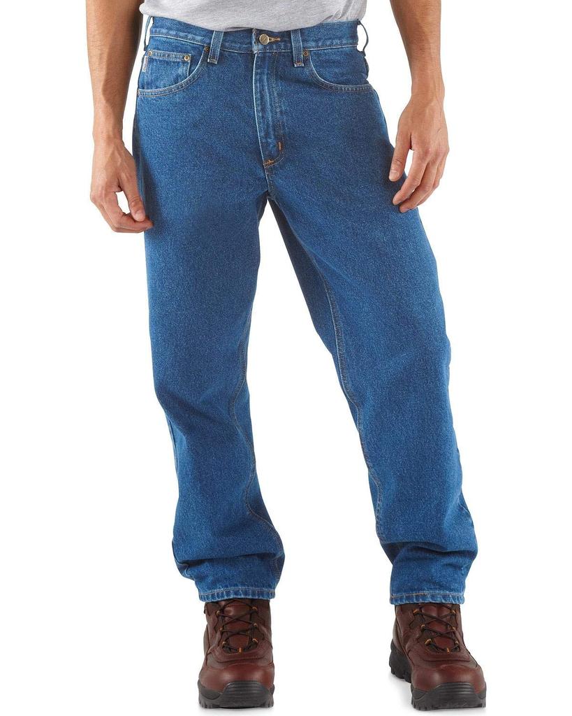 carhartt Relaxed Fit Tapered Leg US 30W X Blue Men's 5-Pocket Jeans, B17, Size 34L, Color