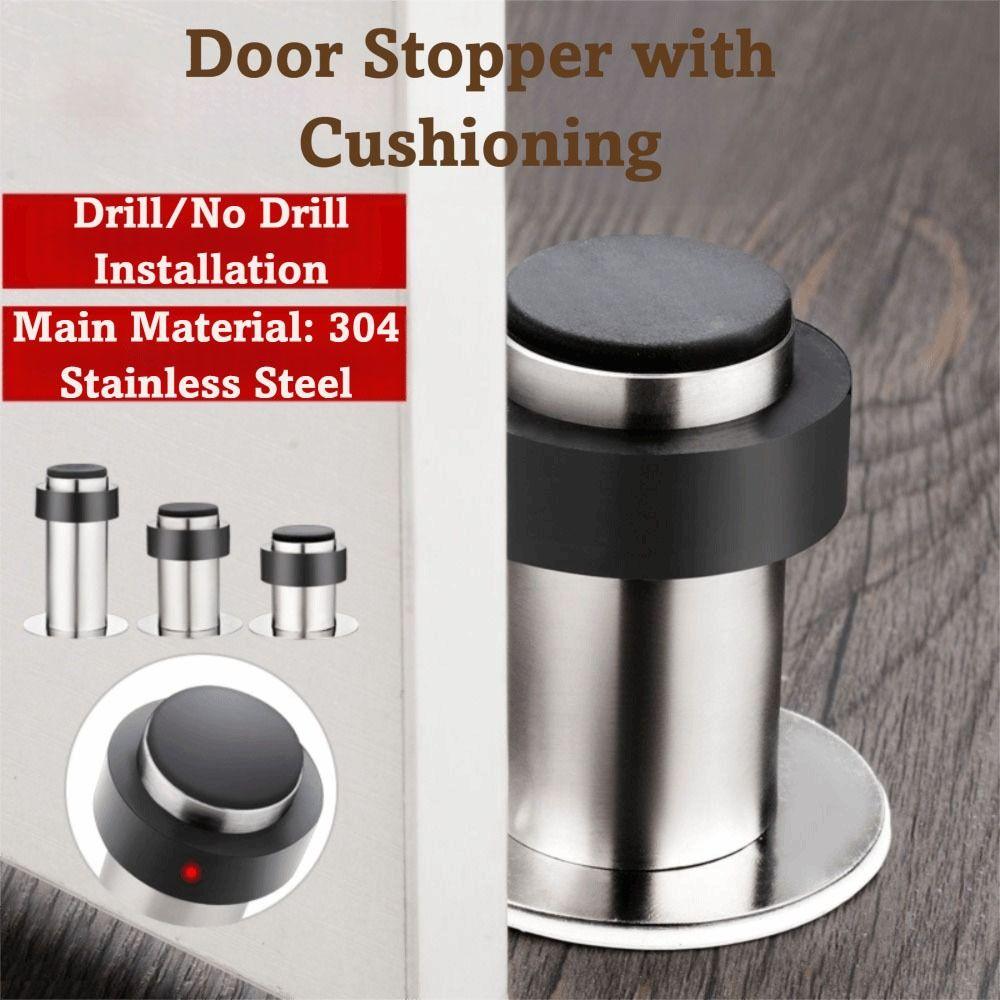 Rubber Door Protective Pad Stainless Steel Anti-collision Door Holder  Floor Door Stop