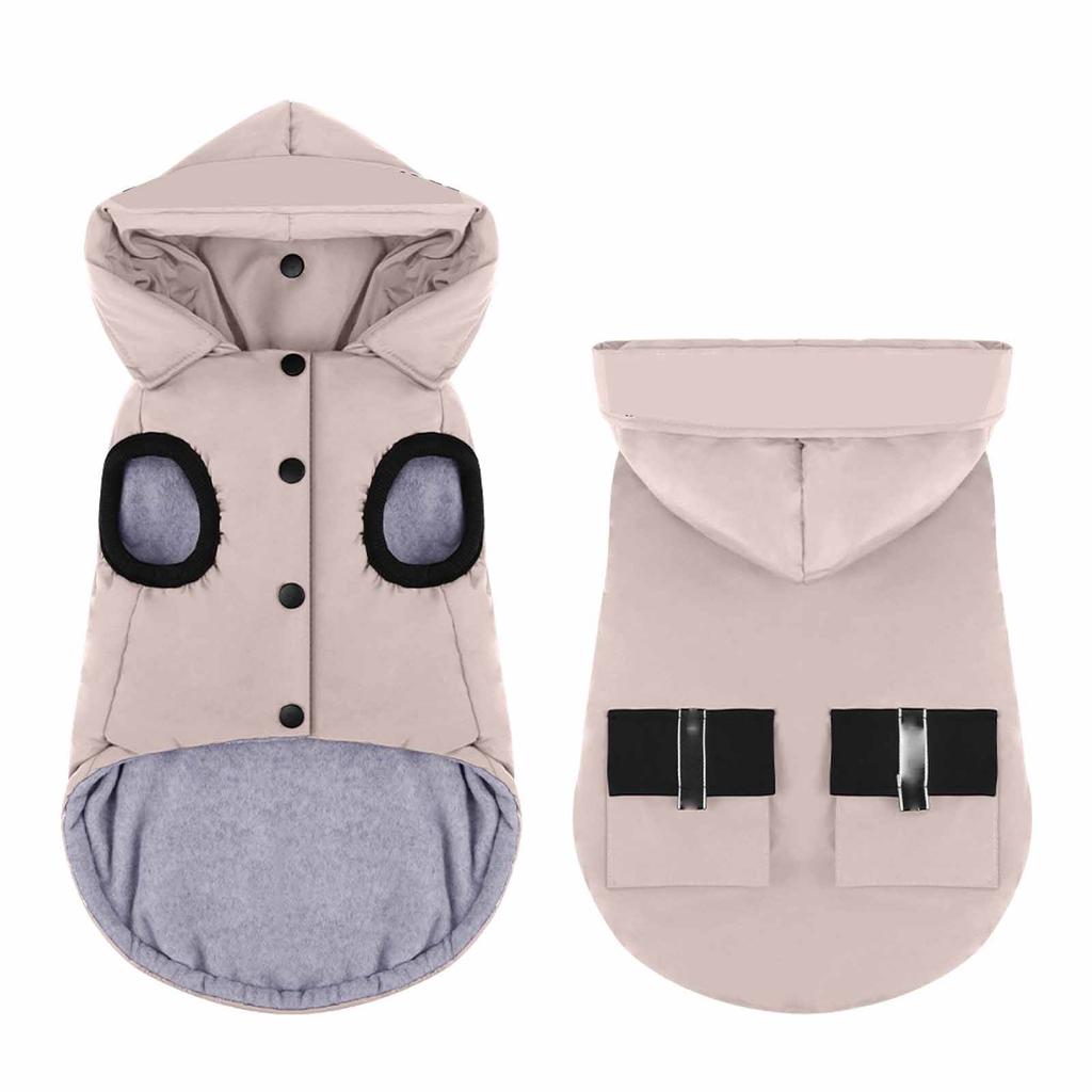 Winter Hooded Cotton Dog Coat, Windproof Warm Pet Clothes, Puppy Jacket for Teddy and Shiba Inu, Cold Weather Dog Clothing