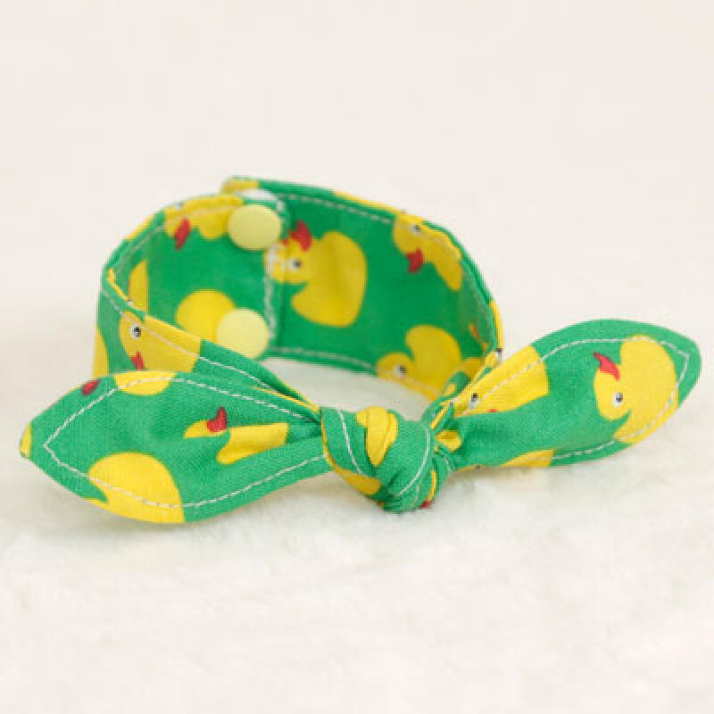 Dog Ribbon Scarf - Rubber Duck Green S- 20cm