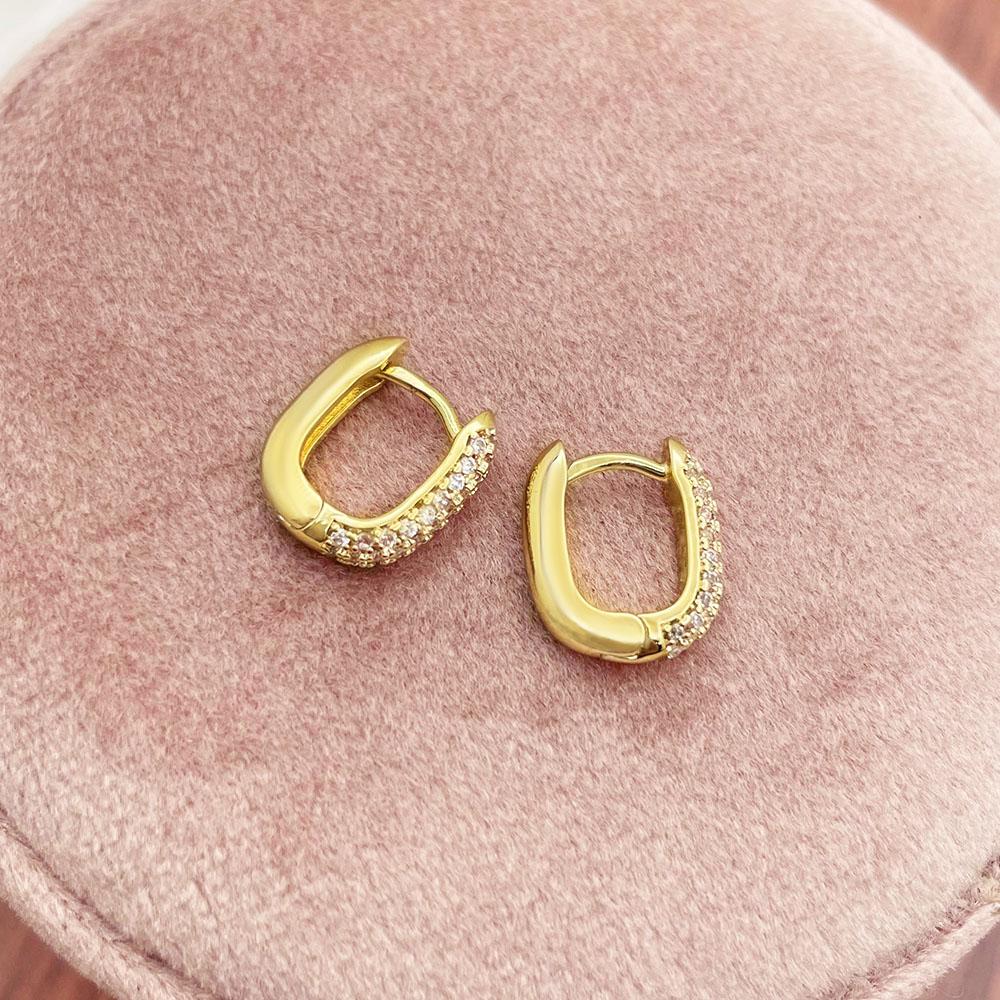 Hot Sale 18k Gold Plated Waterproof Cubic Zirconia Small Hoop Earrings for Women