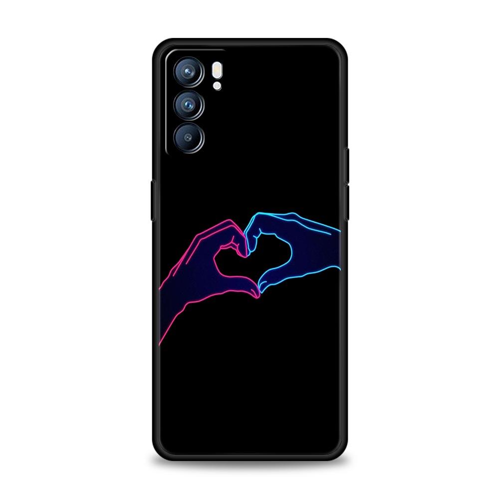 I Love you Pink Heart Phone Case For Oppo Reno8 Reno7 Reno6 Pro A54 5G Find X6 X5 A53 A52 A9 A15 A95 A17 A16 A74 A57 A31 Cover