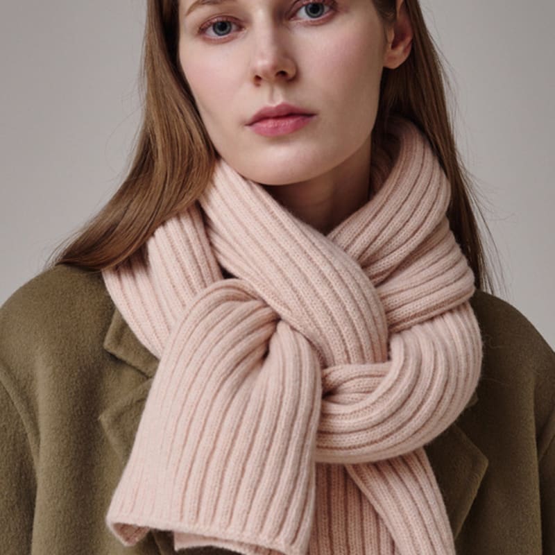 Saint Luxure Alpaca Merino Wool Bulky Muffler Baby Pink