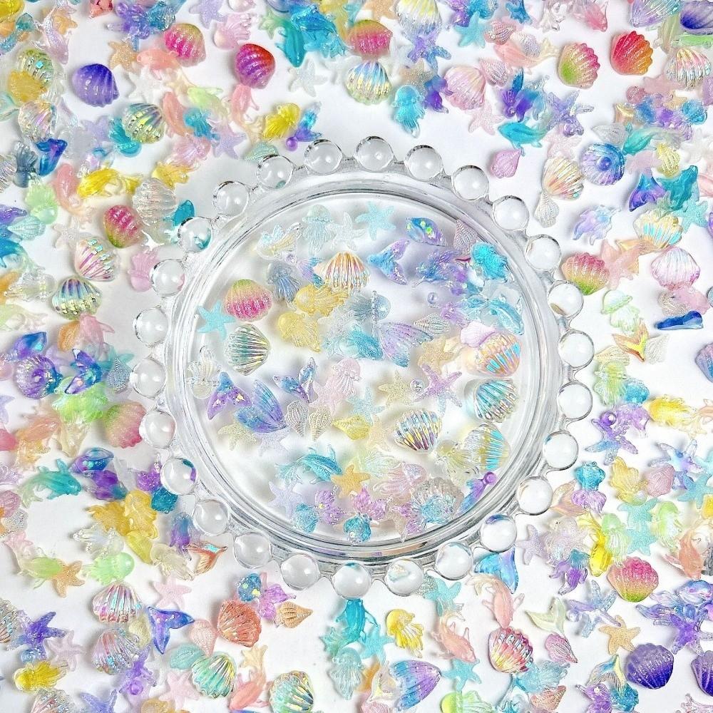 Colorful Translucent 3D Nail Charms Marine Design Multiple Shapes Nail Art Decorations Resin Resin Nail Decorations