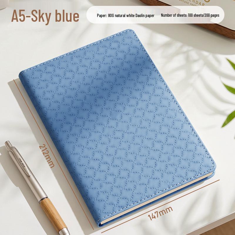 A5 Leather Cover Custom Office Diary Business Notebook with Logo Printing Factory Direct небесно-голубой