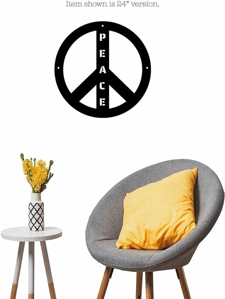 World Peace Laser Cut Metal Sign - Hippie Vintage Wall Art, Decorative Home Décor, Metal Plate, and Elegant Hanging Wall Art