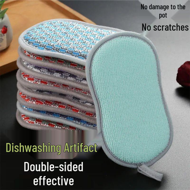 Double-Sided Non-Stick Kitchen Sponge & Scourer Brush