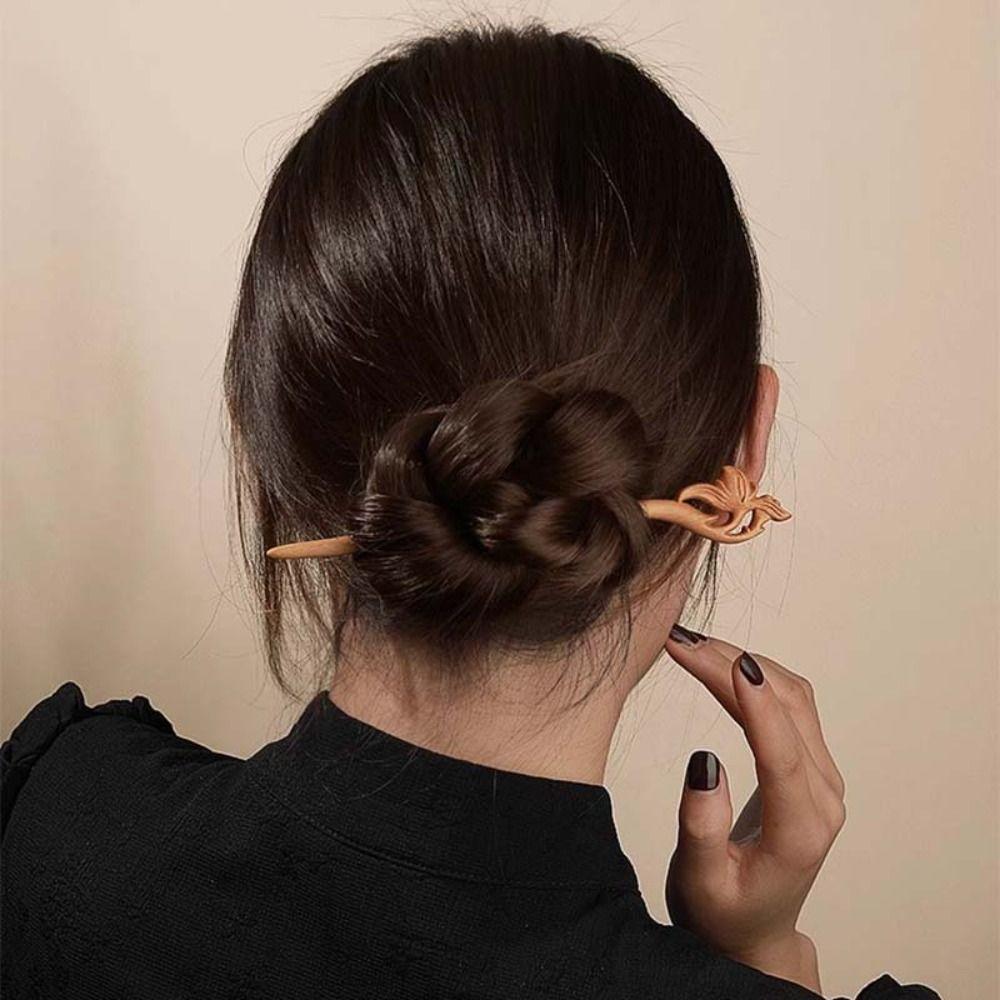 Chinese Style Wooden Hair Stick Ethnic Style Hanfu Hairpin Antique   Hanfu Accessories