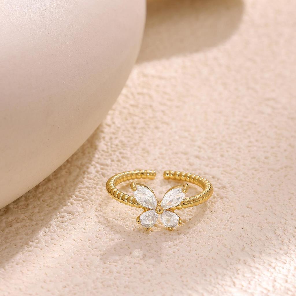 Eleganter Zirkonia-besetzter offener Ring für Damen - Schickes, leichtes Design für den täglichen Gebrauch