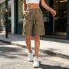 Damen Wander-Cargo-Shorts mit mehreren Taschen, Leicht, Schnelltrocknend, Sommer-Shorts mit Kordelzug, Elastischer Bund, Bermuda-Shorts für Outdoor, Wandern, Arbeit