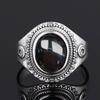 Vintage 925 Sterling Copper Ring Natural Black Onyx Ring Oval Round Stone Retro Fine Zircon Gift Sun Shaped For Women Men