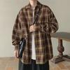 Men's Japanese Retro Plaid Long Sleeve Shirt - Casual Loose Fit for Spring and Autumn