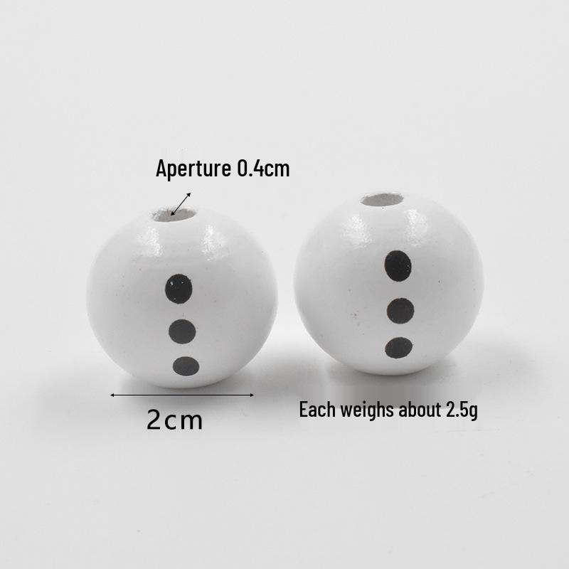 DIY Christmas 20MM Snowman Wooden Beads - White Head & Belly, Loose Handmade Accessories