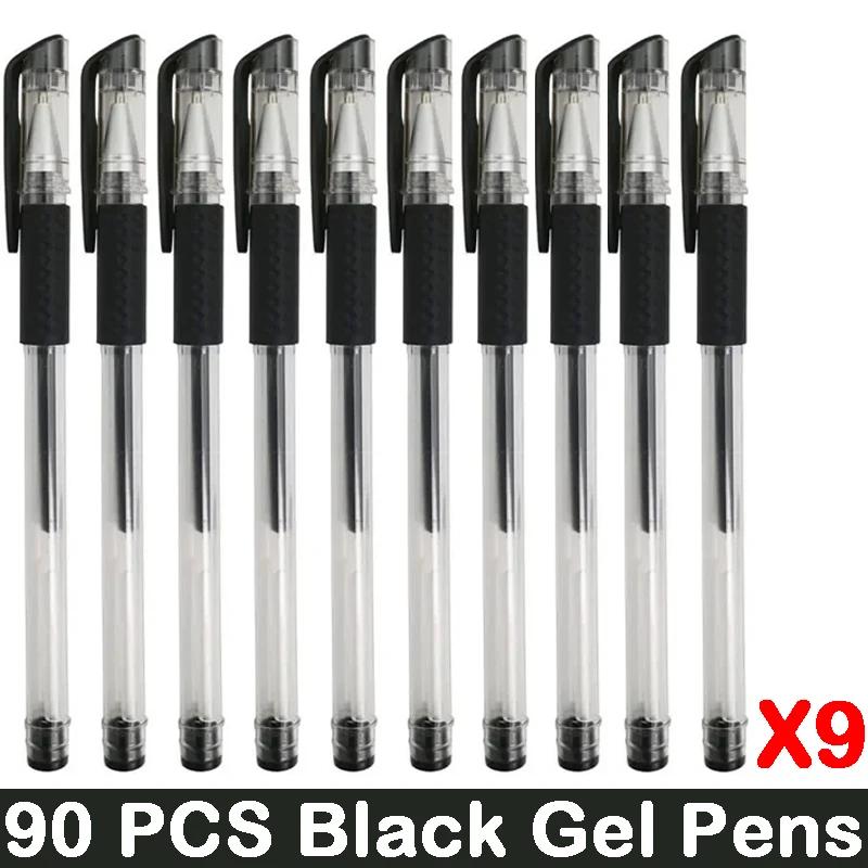 10/100 PCS Roise Retractable Gel Pens Set Black/Red/Blue Ink Ballpoint for Writing Refills Office School Supplies Stationery