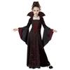 2026 New Halloween Kids Costume Mid-Century Vintage Lace-up Stand-up Collar Flared Sleeve Print Long Skirt Witch Costume