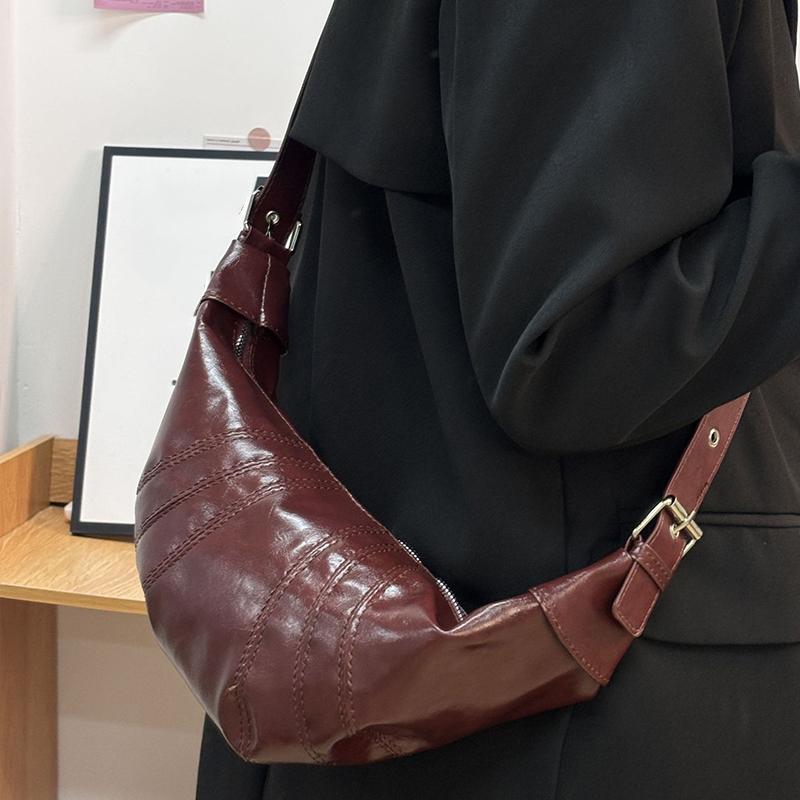 Crescent Shoulder Bags For Women Winter New Crossbody Bag Soft PU Leather Large Capacity Shopper Tote Hobo Bag