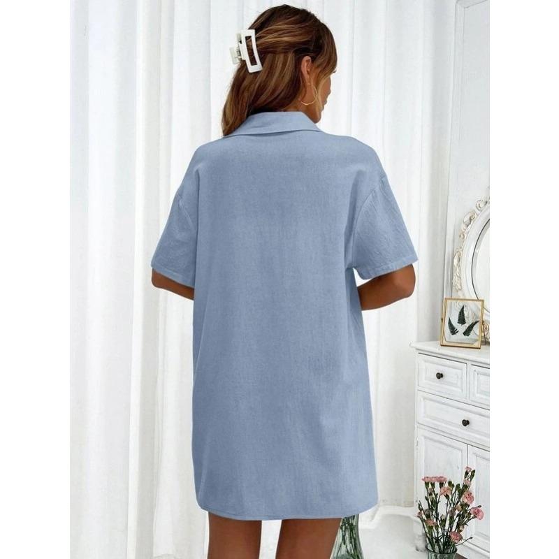 Damenmode Casual Sommer Frühling Einfarbig Druck Kurzarm POLO Kragen Blusen & Hemden Hosen Hosen Anzüge