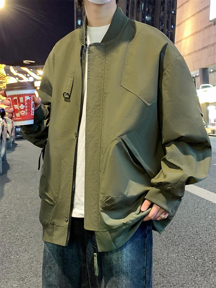 Мужская куртка Весна и Осень Американский Тулинг Повседневная Куртка Толстяк Свободная и Утепленная Большого Размера Мужская Одежда Хулиган Красивый Бейсбольный Мундир