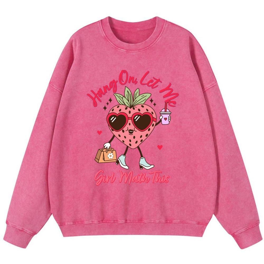 Ms Strawberry Went Shopping Womans Vintage Washed Cotton Sweatshirt Autumn Loose Pullover Casual Thin Style Crewneck