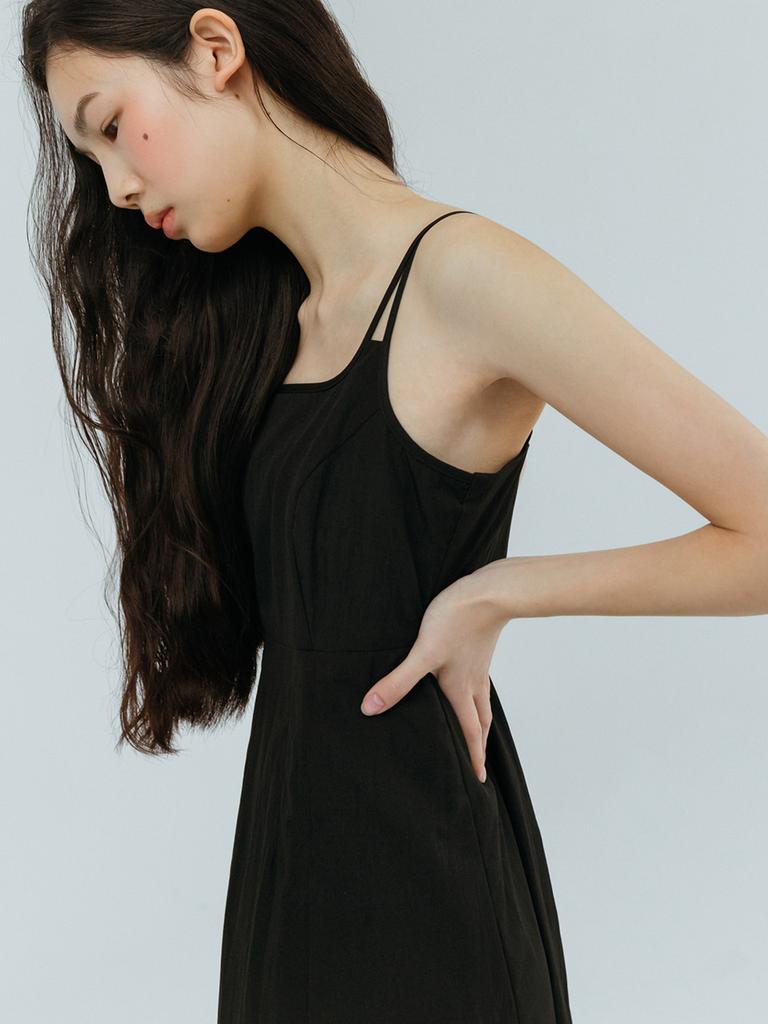 Etmont Slip Twin Strap Dress, Black