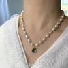 New Arrival Trendy Green Crystal Natural Freshwater Pearl 14K Gold Filled Female Pendant Necklace Promotion  Gift No Fade